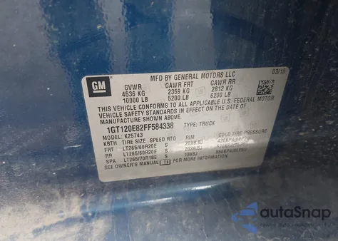 2015 GMC Sierra 2500Hd Denali from USA, damaged, VIN 1GT120E82FF584338